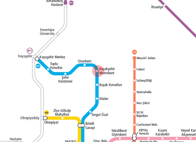 Basaksehir/MetroKent station map