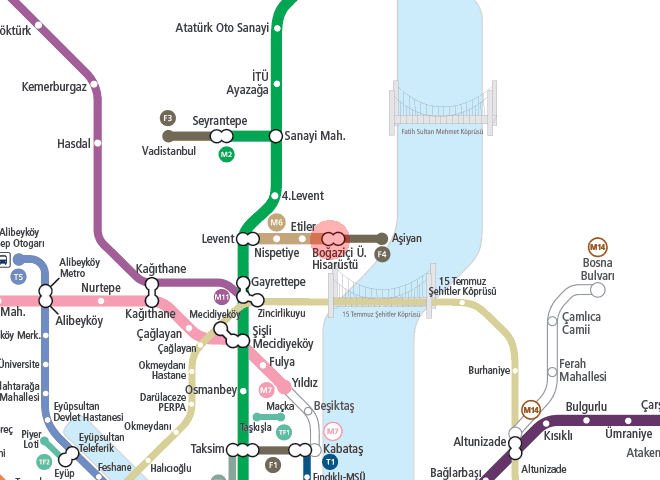 Bogazici Universitesi Hisarustu station map