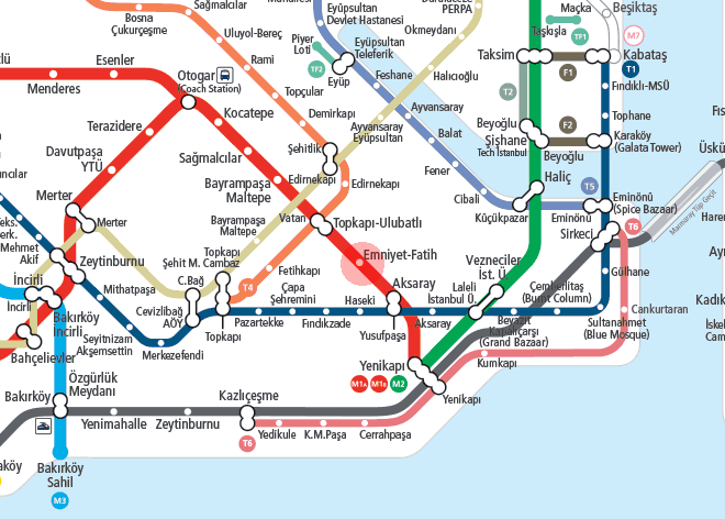 Emniyet-Fatih station map