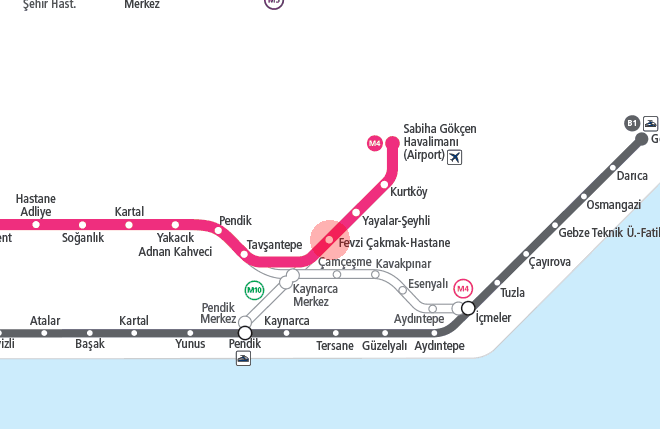 Fevzi Cakmak-Hastane station map