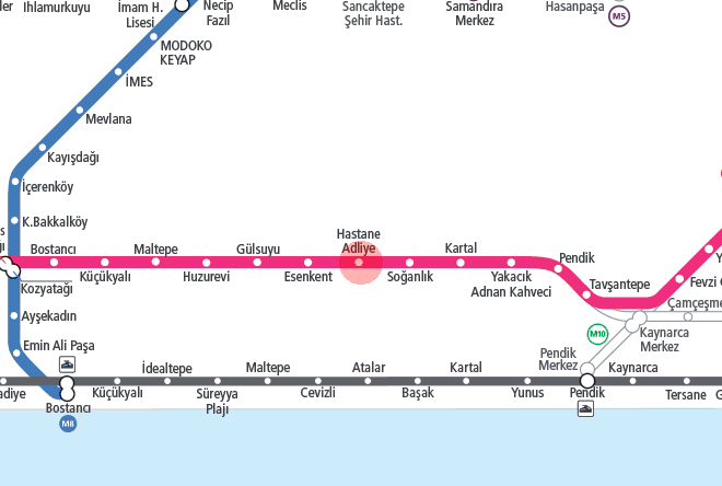 Hastane-Adliye station map