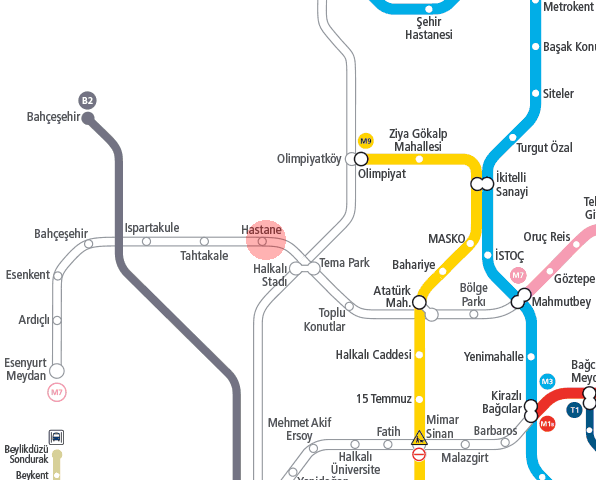 Hastane station map