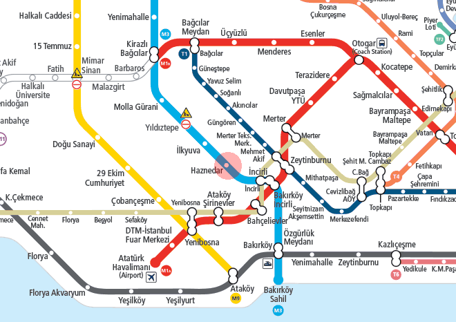 Haznedar station map