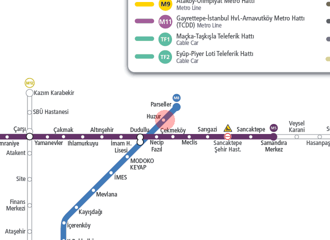 Huzur station map