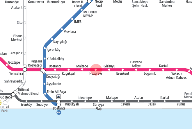 Huzurevi station map