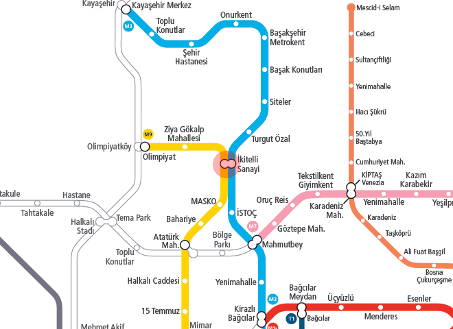 Ikitelli Sanayi station map