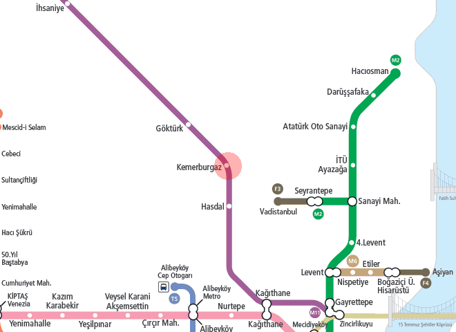 Kemerburgaz station map