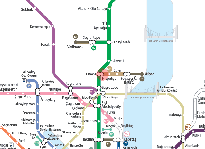 Levent station map