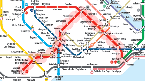 Istanbul Metro Line M1A map