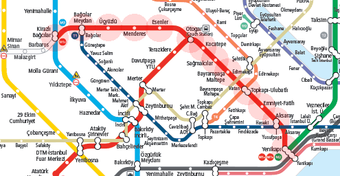 Istanbul Metro Line M1B map