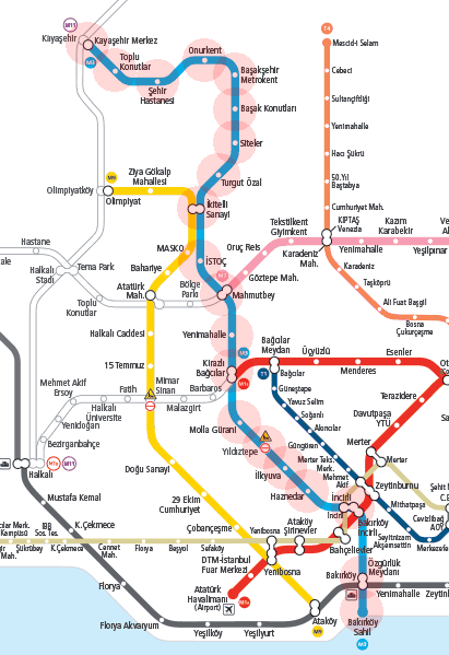 Istanbul Metro Line M3 map