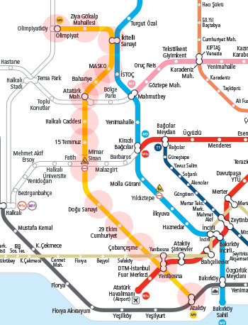 Istanbul Metro Line M9 map