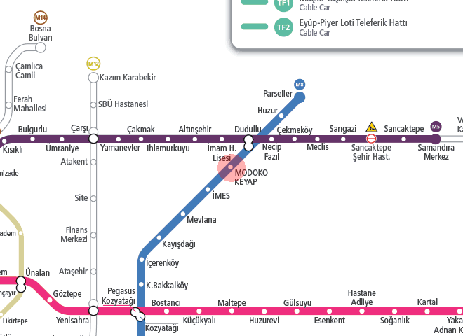 MODOKO–KEYAP station map