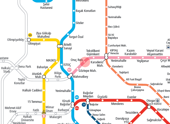 Oruc Reis - Yuzyil station map