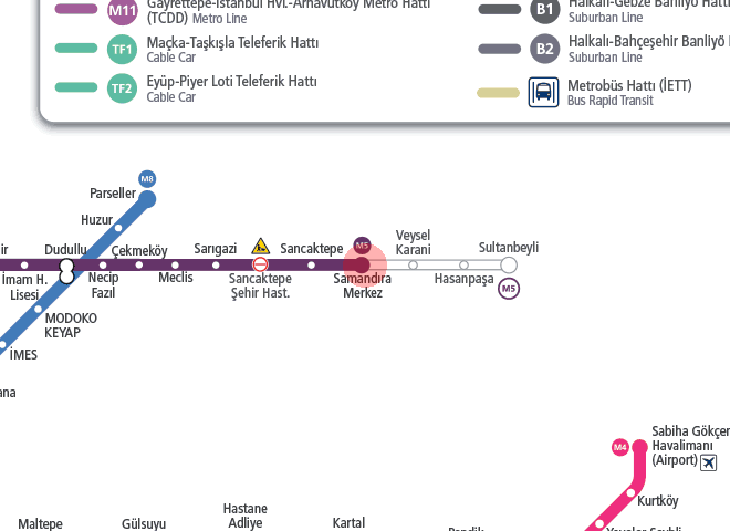 Samandira Merkez station map