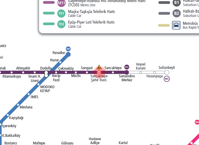 Sancaktepe Sehir Hastanesi station map