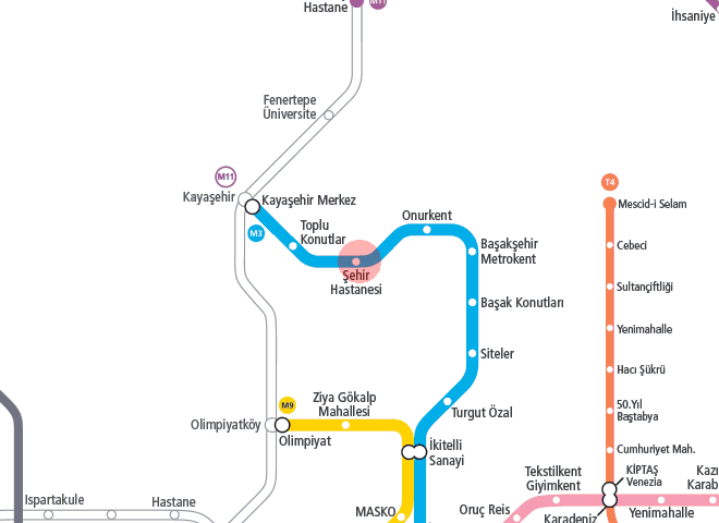 Sehir Hastanesi station map