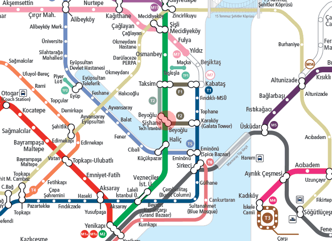 Sishane - Zemin Istanbul station map