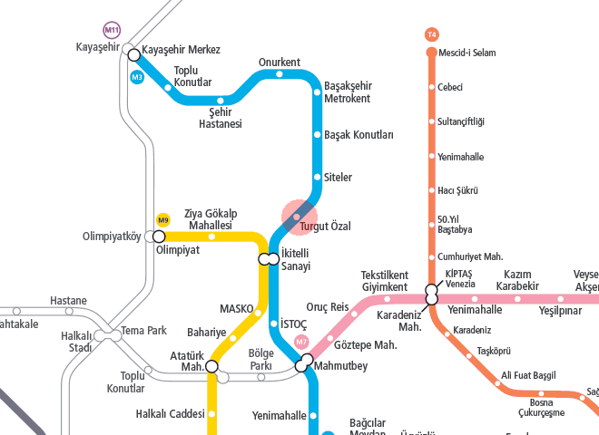 Turgut Ozal station map