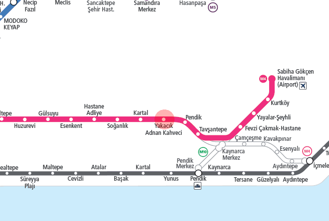 Yakacik-Adnan Kahveci station map