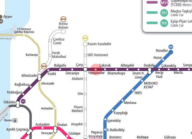 Yamanevler station map