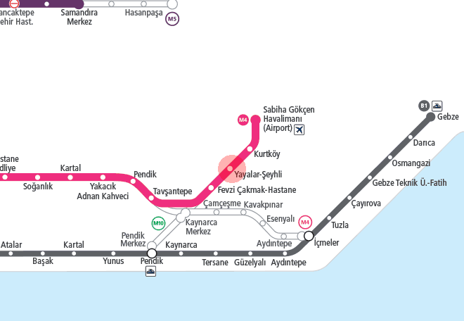 Yayalar-Seyhli station map