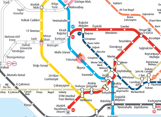 Yildiztepe station map