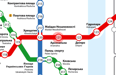 Arsenalna station map