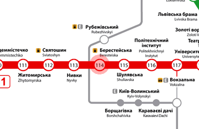 Beresteiska station map