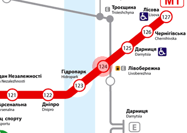 Livoberezhna station map