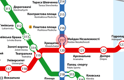 Maidan Nezalezhnosti station map