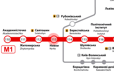 Nyvky station map