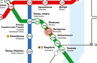 Pecherska station map