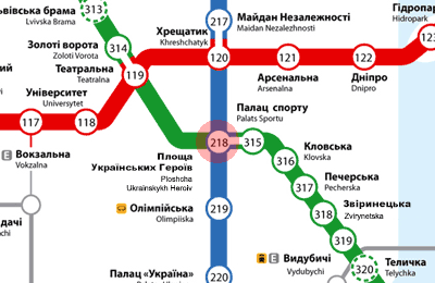 Ploshcha Ukrainskykh Heroiv station map