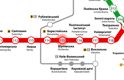 Shuliavska station map