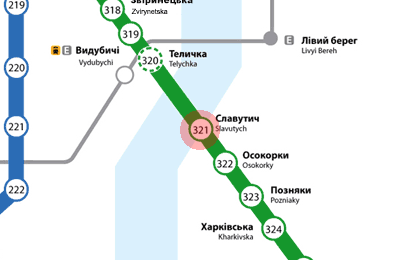 Slavutych station map