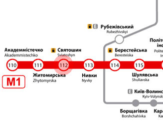 Sviatoshin station map