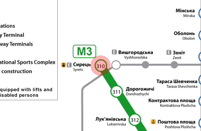 Syrets station map