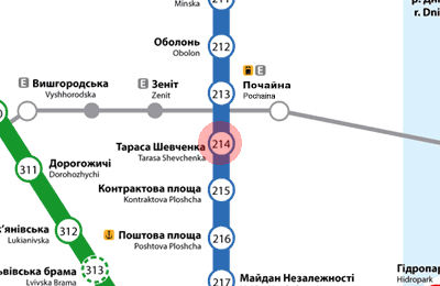 Tarasa Shevchenka station map