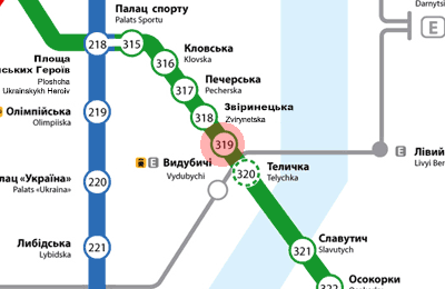 Vydubychi station map
