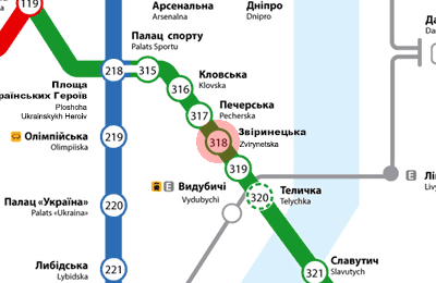 Zvirynetska station map
