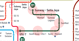 Kuala Lumpur Rapid KL BRT Sunway Line map