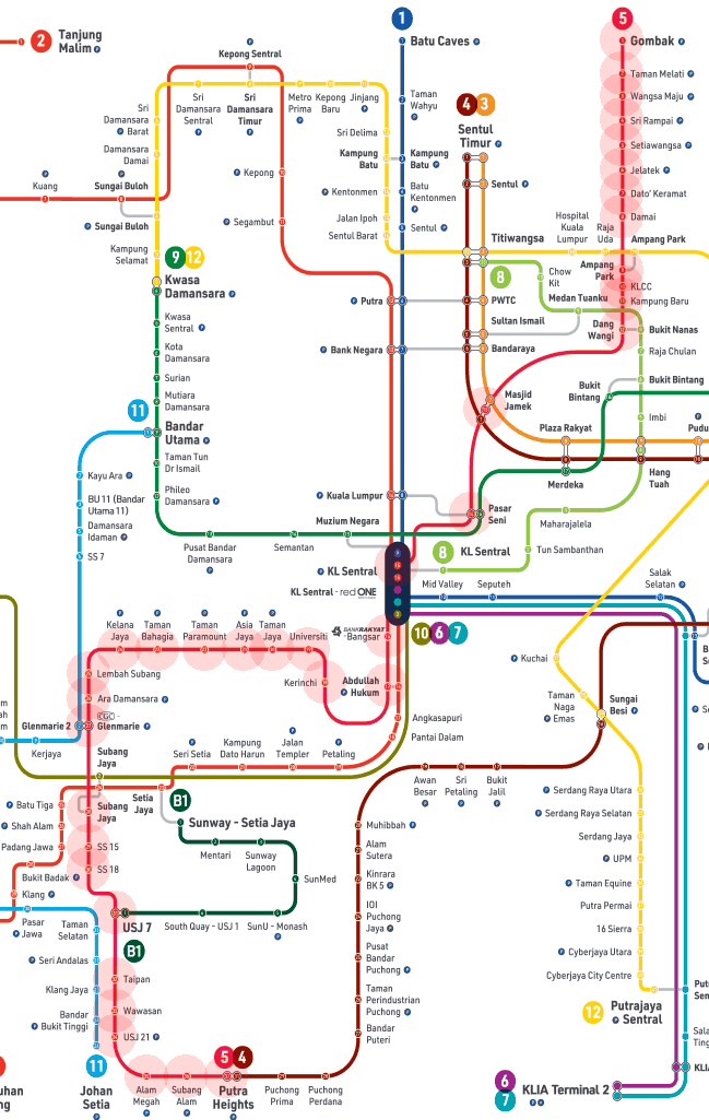 Kuala Lumpur Rapid KL Kelana Jaya Line map