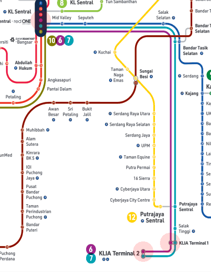 Kuala Lumpur Rapid KL KLIA Ekspres map