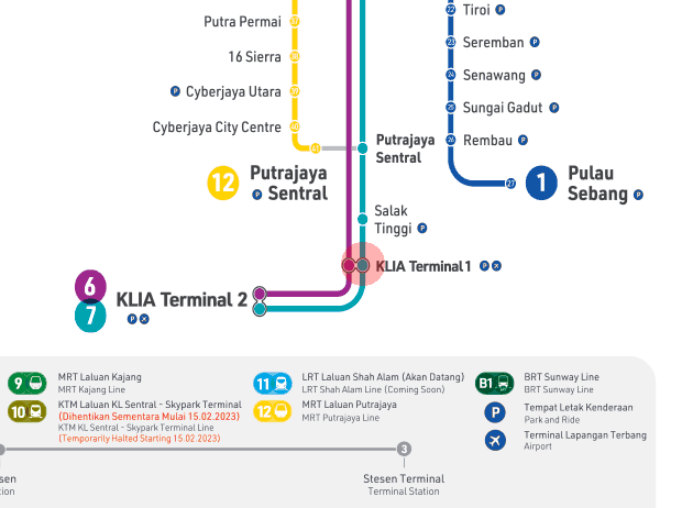 KLIA T1 station map