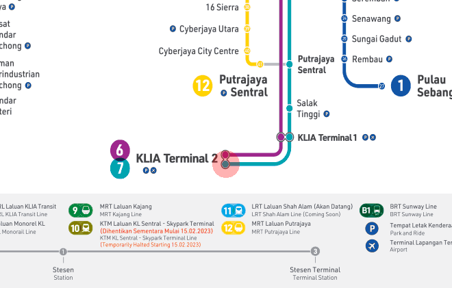 KLIA T2 station map