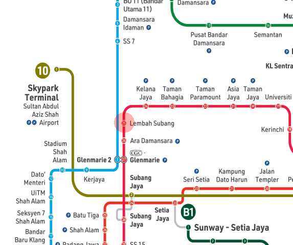 Lembah Subang station map