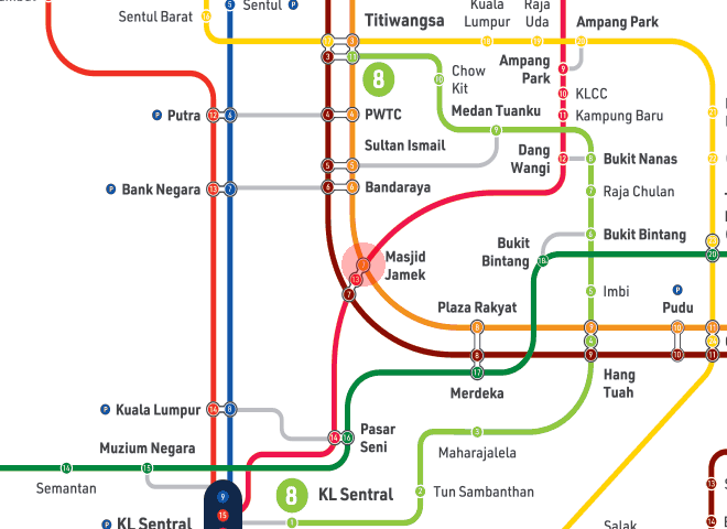 Masjid Jamek station map