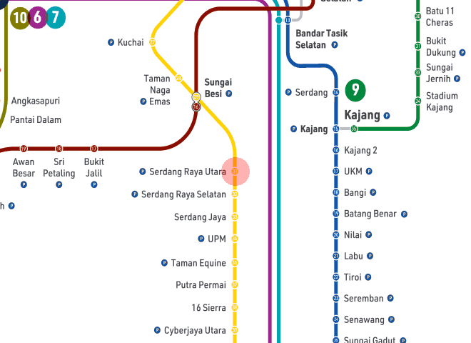 Serdang Raya Utara station map