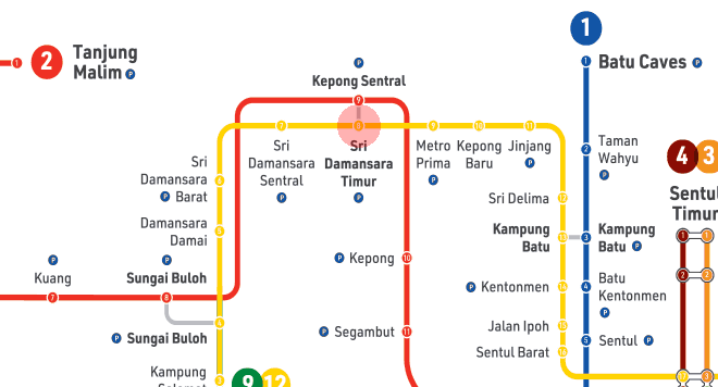 Sri Damansara Timur station map